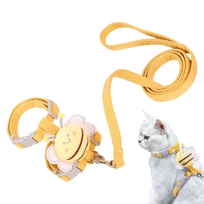 

Cat Harness Cute Bee Decoration Dog Harness Leash Set Escape Proof Cat Dog Vest Walking Outdoor Easy Control Pet Leash Supply