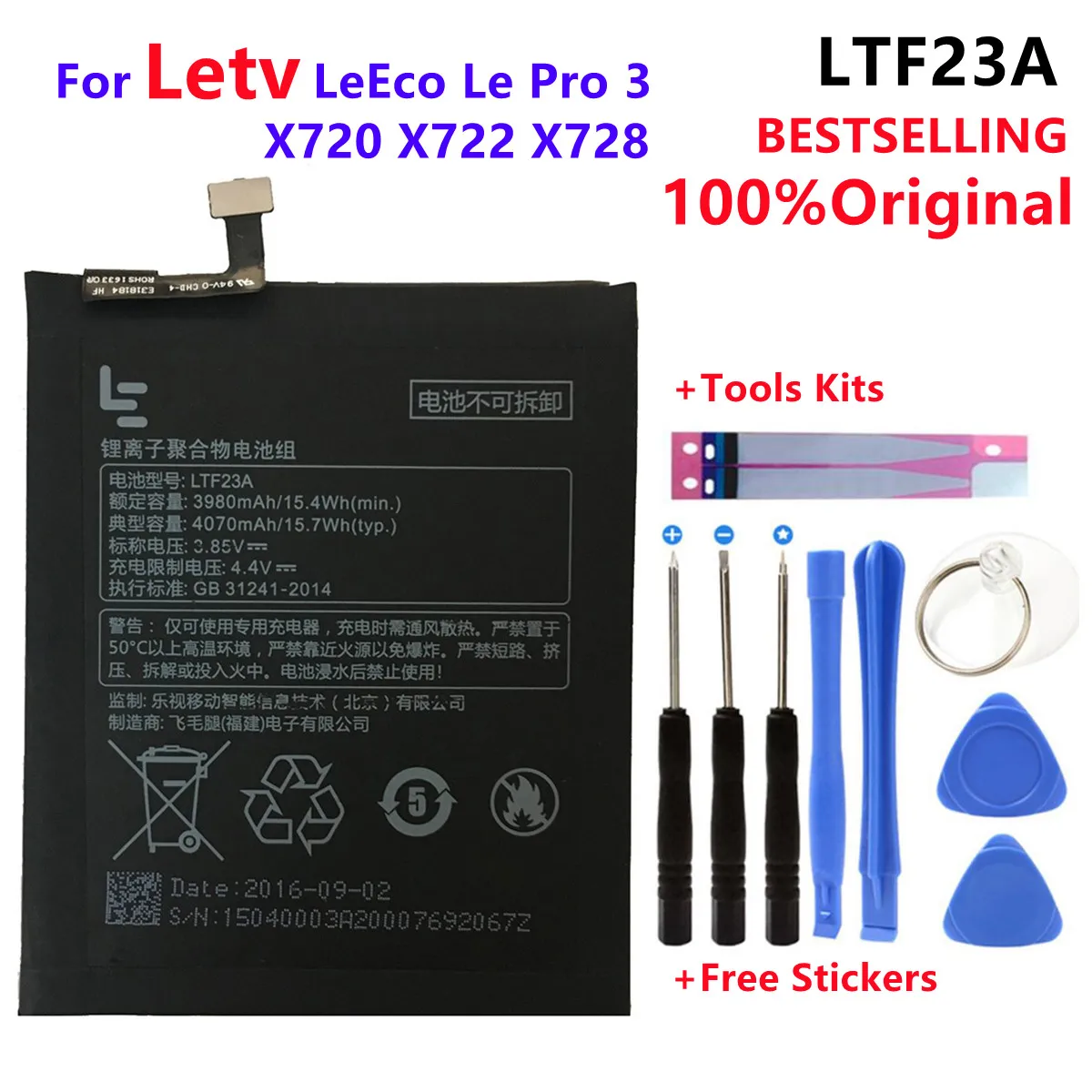 

100% Original High Quality LTF23A 4070mAh Large Capacity Li-ion Backup Battery For Letv LeEco Pro3 X720 X722 X728 Smart Phone