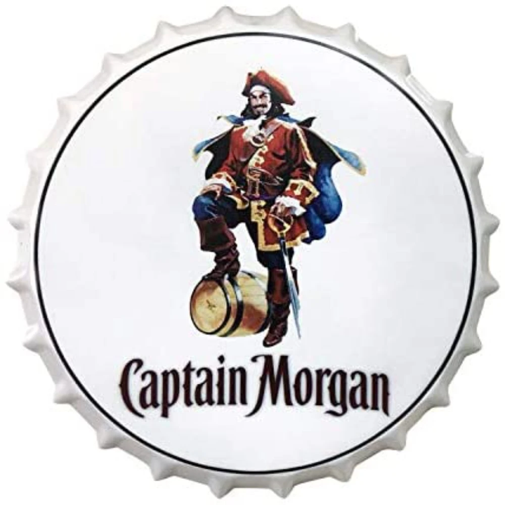 

Captain Morgan Decorative Bottle Caps Metal Tin Signs Cafe Beer Bar Decoration Plat Wall Art Plaque Vintage Home Decor