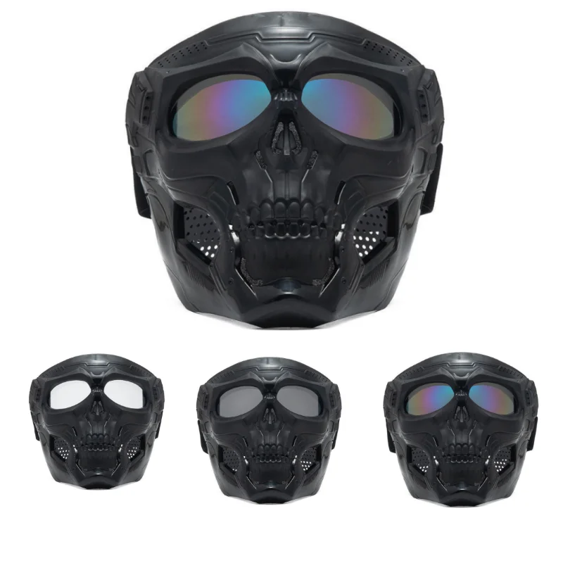 

Open motorcycle helmet Cool skull mask with goggles Modular goggles Mask helmet