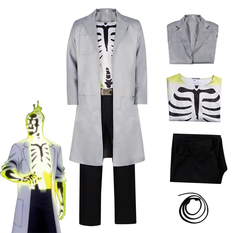 Аниме Монстры коммандос Доктор Фосфорус Косплей Костюм Белый Пальто Верх Маска