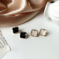 black white square stud earring exquisite female romantic fashion personality ear studs crystal women jewelry earring party gift