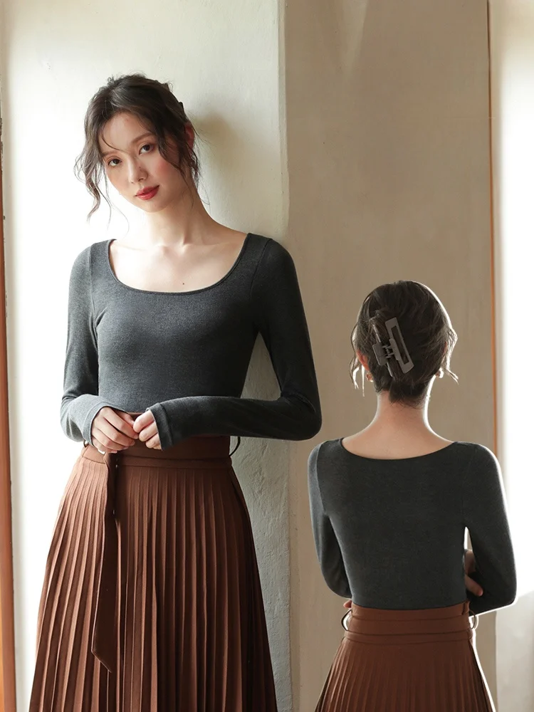 Dralon Thermal Underwear Women Fleece-lined Wool Slim fit Inner Wear Base HEATTECH 2024 New Autumn and Winter Cold-Proof