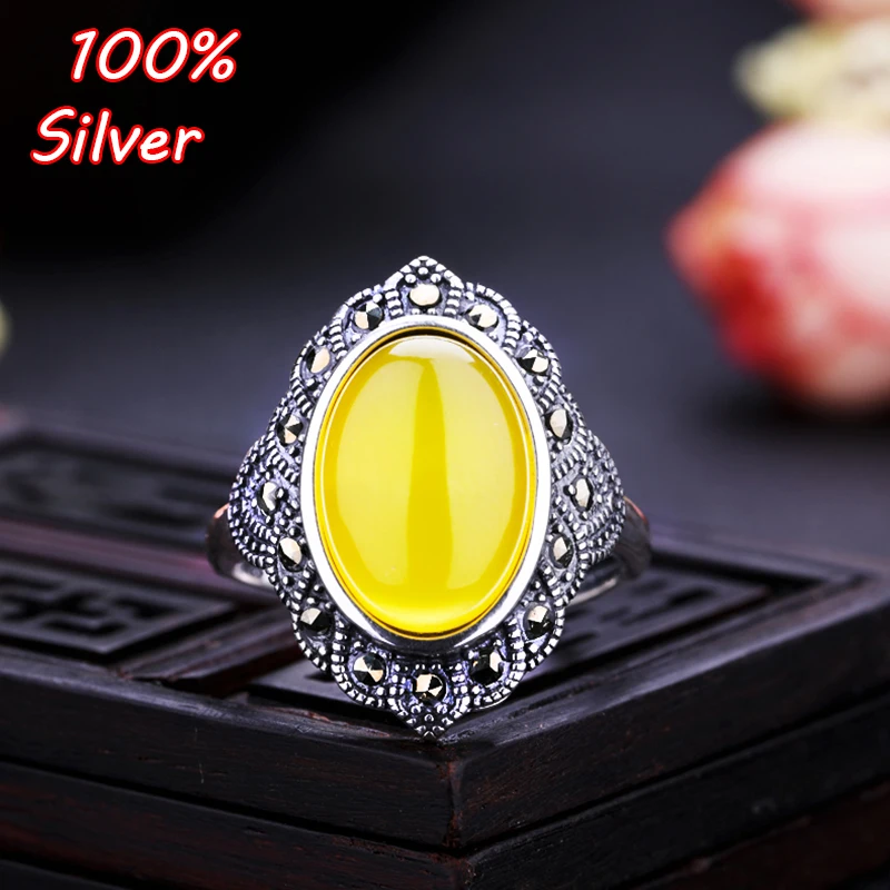 

100% 925 Sterling Silver Color Jewelry Adjustable Oavl Ring Blank for Woman Inner 10*15MM DIY Fittings Base Tray Antique Plate
