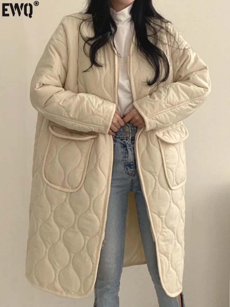 

Женское пальто с большими карманами [EWQ], абрикосовое пальто с хлопковой подкладкой, свободная модная повседневная верхняя одежда на молнии, теплая куртка, новинка сезона осень-зима 2023, 6U5315