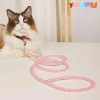luxury platinum pearl leash chain for dog walking dog harness pet dog pearl handle set accessories product for small dogs collar