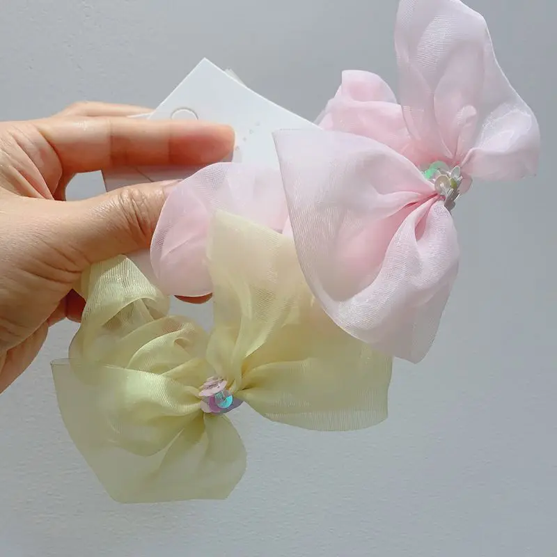 

New children's hairpin snow yarn simple press clip princess hand flower