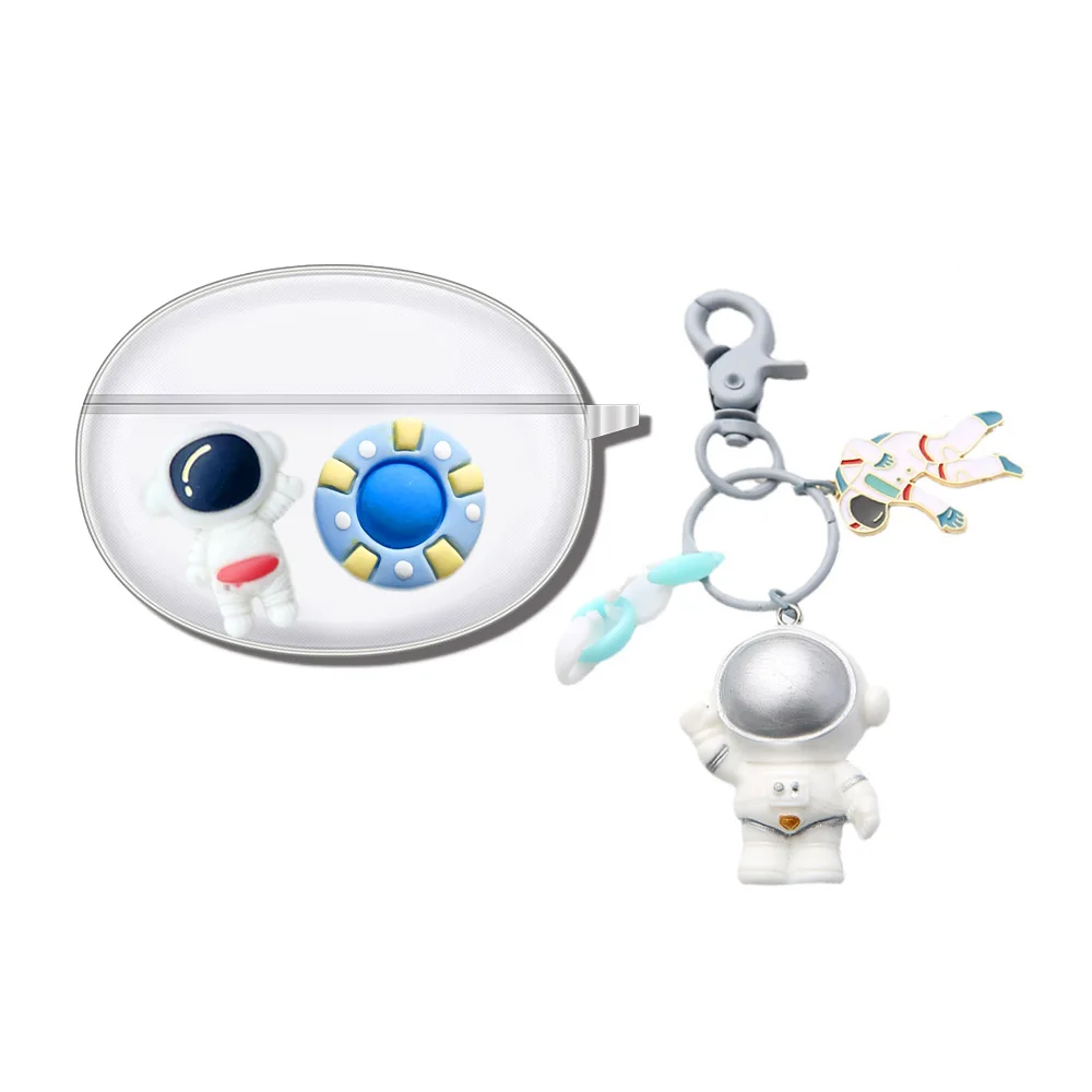 

Прозрачный чехол для наушников с рисунком астронавта и брелоком