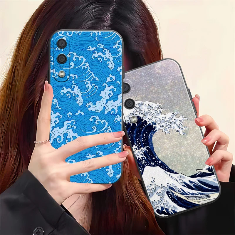 

The Big Wave Of Kanagawa Phone Case For Samsung Galaxy A01 A02 A10 A10S A20 A22 4G 4G 5G A31 Back Silicone Cover Funda Black