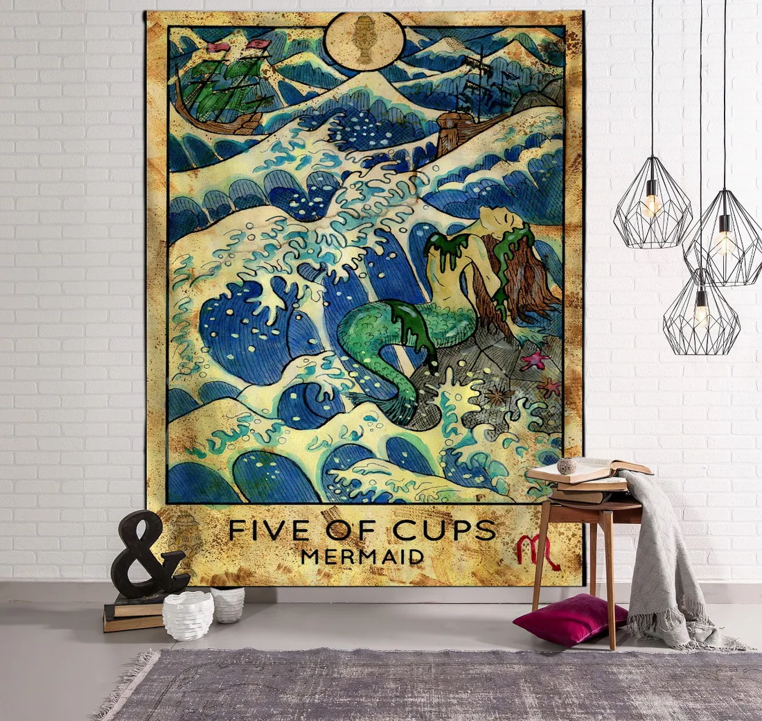 

Witchcraft Divination Tapestry Home Decoration Psychedelic Bohemian Hippie Wall Hanging Bedroom Moon Tarot Card Tapiz Tapestry