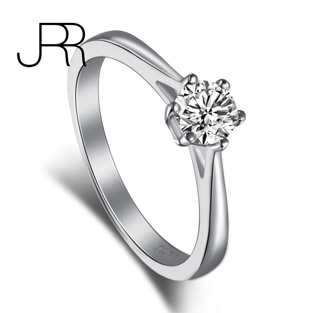 

JRR 0.5CT 925 Sterling Silver Engagement Rings Round Cut Solitaire Cubic Zirconia Wedding Promise Fine Jewelry Gift Wholesale