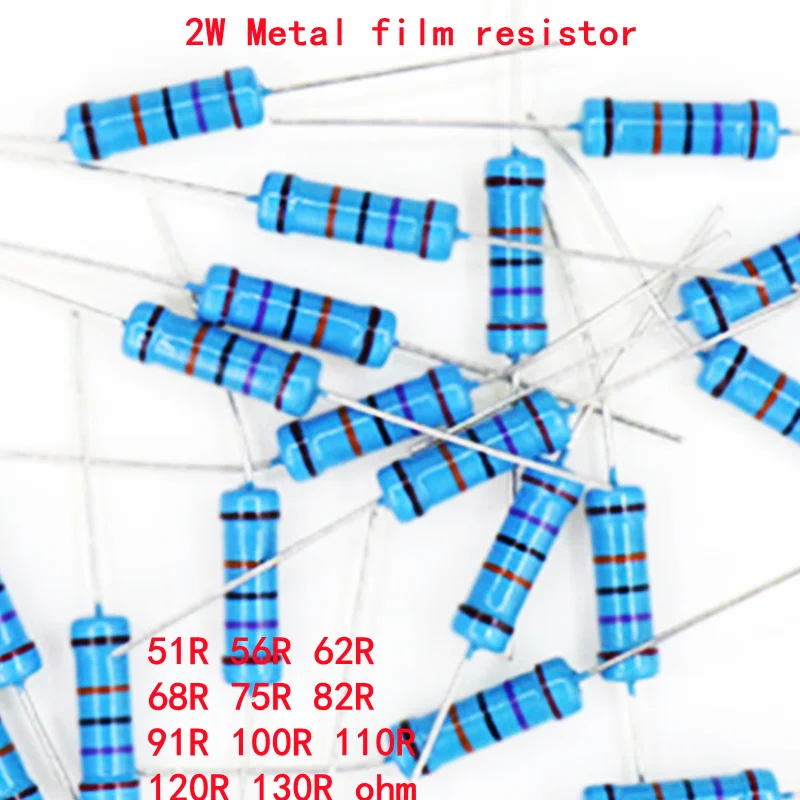 

20piece 2W Metal Film Resistor 1% New 51R 56R 62R 68R 75R 82R 91R 100R 110R 120R 130R Ohm Accurate High Good Quality Ohms DIP