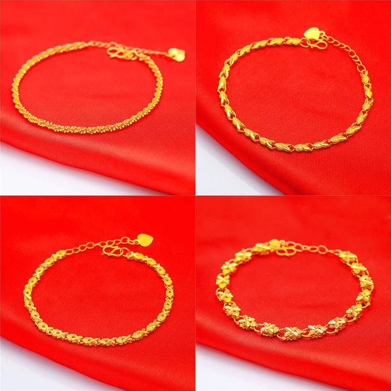 

Реальная копия 100% реальное золото Простой женский браслет с четырьмя листьями травы любви подарки подруге на женские подарки