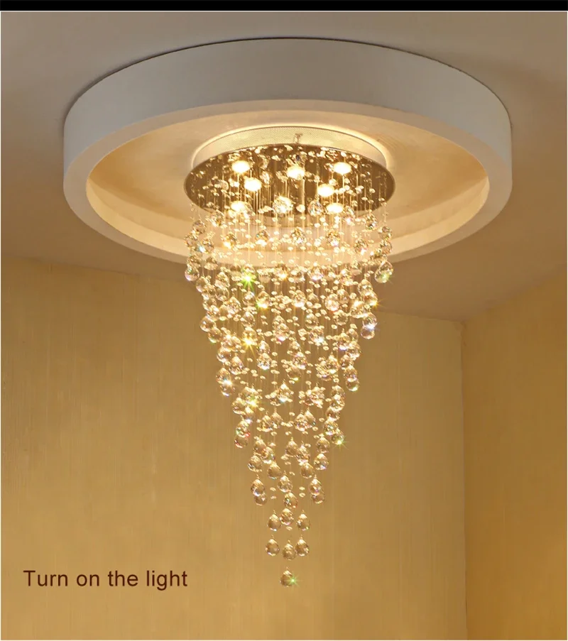 

Modern Led Crystal Chandelier Fixture Light for Living Room Bedroom Hotel Hallway Indoor Decoration Stair Lamp