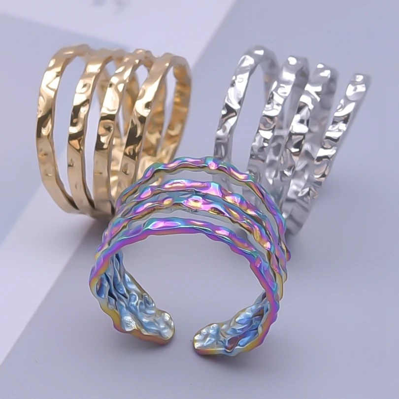 Четырехслойное открытое регулируемое кольцо в виде жидкости ювелирные изделия
