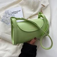 small pu leather shoulder bag female 2022 fashion branded designer handbags womens trend solid color bucket crossbody bag