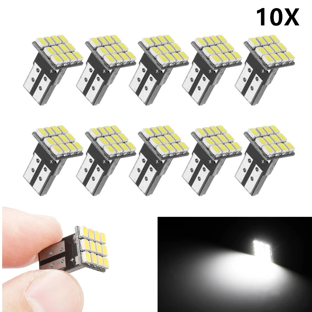 

10pcs Canbus T10 W5W LED Car Light Bulb 12SMD Car Interior Map Reading Clearance Lamp Dome Parking Light Bulb 12V White