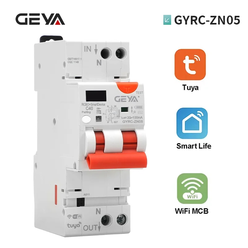 Фото Умный дифференциальный автоматический выключатель TUYA WIFI RCBO с LED-индикацией, регулируемый, с защитой от перегрузки по току и утечки тока (MCB) №1