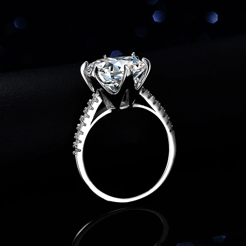 Фото Роскошное классическое обручальное кольцо Yanleyu с 6 когтями, цвет 5CT D, рандомное Женское Обручальное Платиновое ювелирное изделие PT950 №4