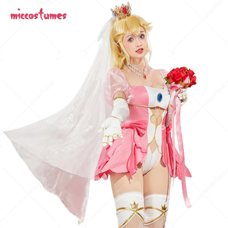 Miccostumes x Mobbunny Bride персиковый свадебный костюм для косплея розовый сексуальный