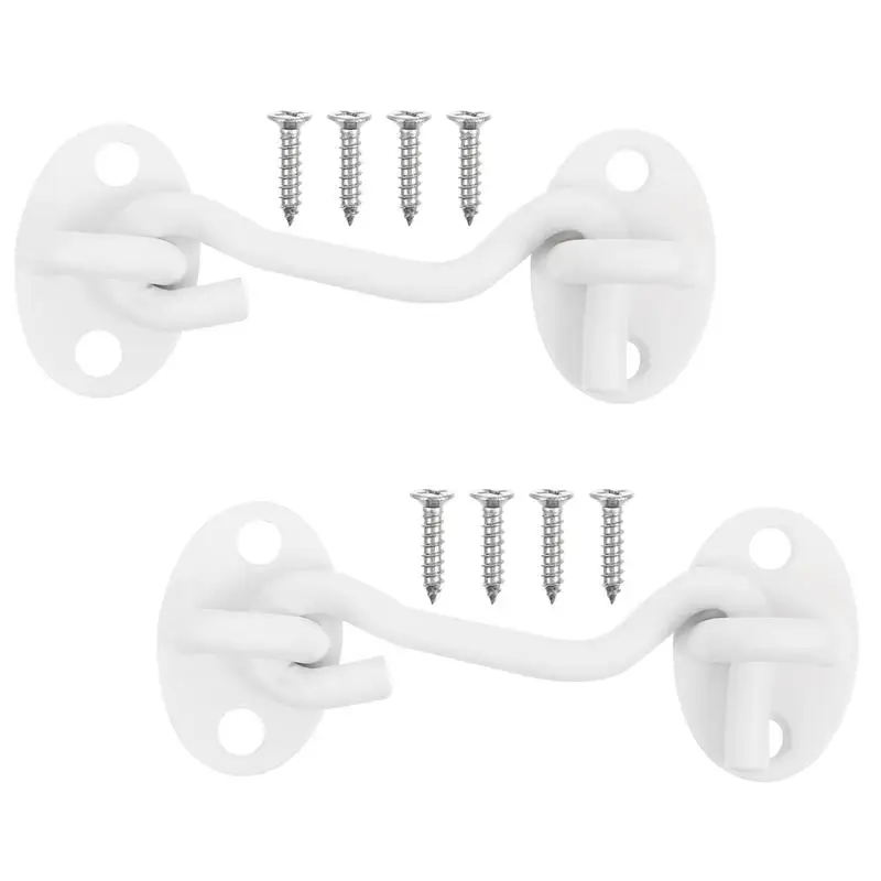 2 Pcs Door Lock and Window Air Hook Barn Eye Latch Old Fashioned Swivel Hooks White Cabin