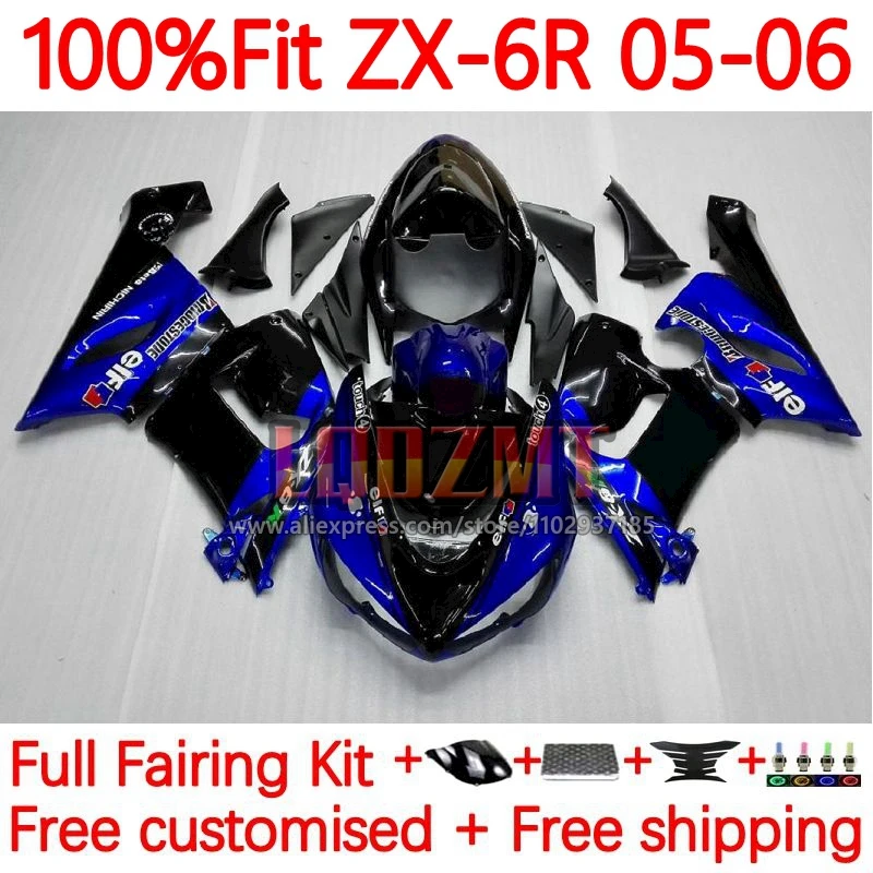 

Инъекционный корпус для KAWASAKI NINJA ZX-636 ZX 6R 636 6 R ZX-6R ZX636 ZX6R 2005 2006 600CC ZX600 05 06 обтекатель 56No.4 синий черный