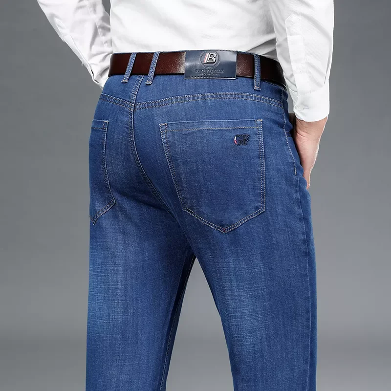 

2022NEW Summer Thin Men's Comfort Stretch Business Casual Classic Jeans New Men's Straight Slim Fit Jeans Trousers