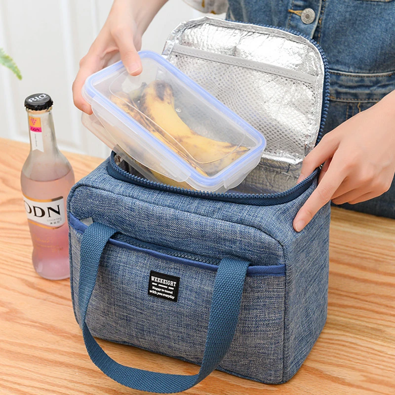 

Portable Lunch Bag New Thermal Insulated Lunch Box Tote Cooler Handbag Bento Pouch Dinner Container School Food Storage Bag