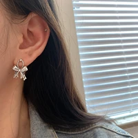 fmily minimalist 925 sterling silver bow stud earrings retro fashion versatile sweet creative jewelry for girlfriend gifts