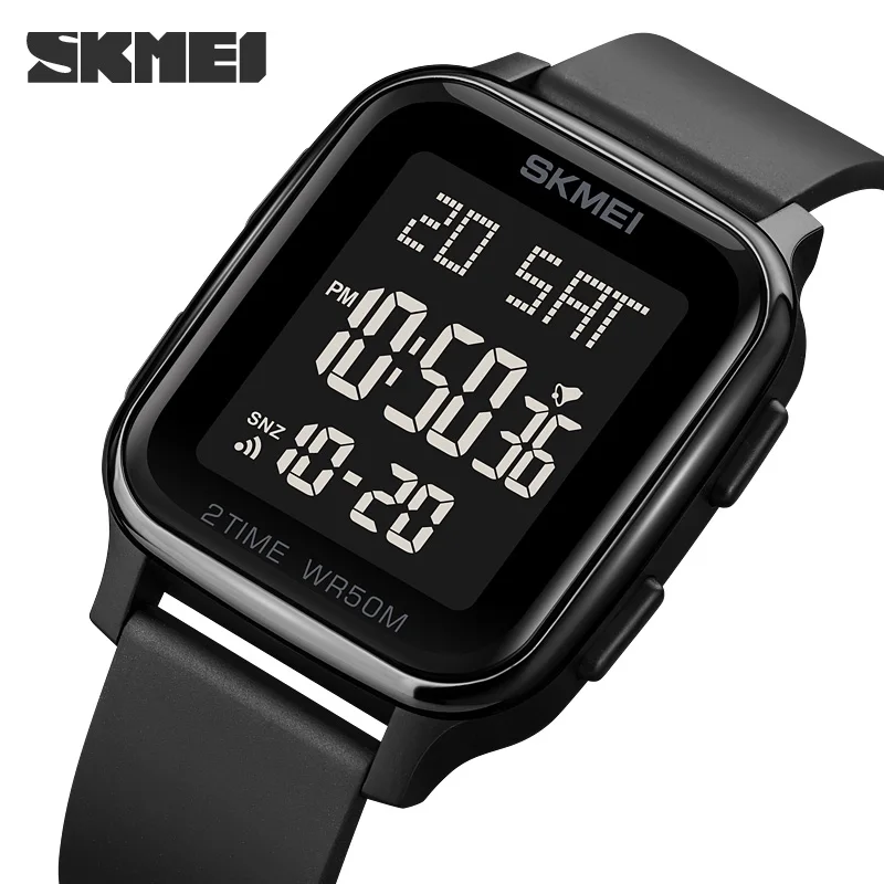SKMEI Electronic Men's Watches 2 Time Digital Movement Fashion Watch Sport Countdown Clock 50M Waterproof Led Light Wristwatch