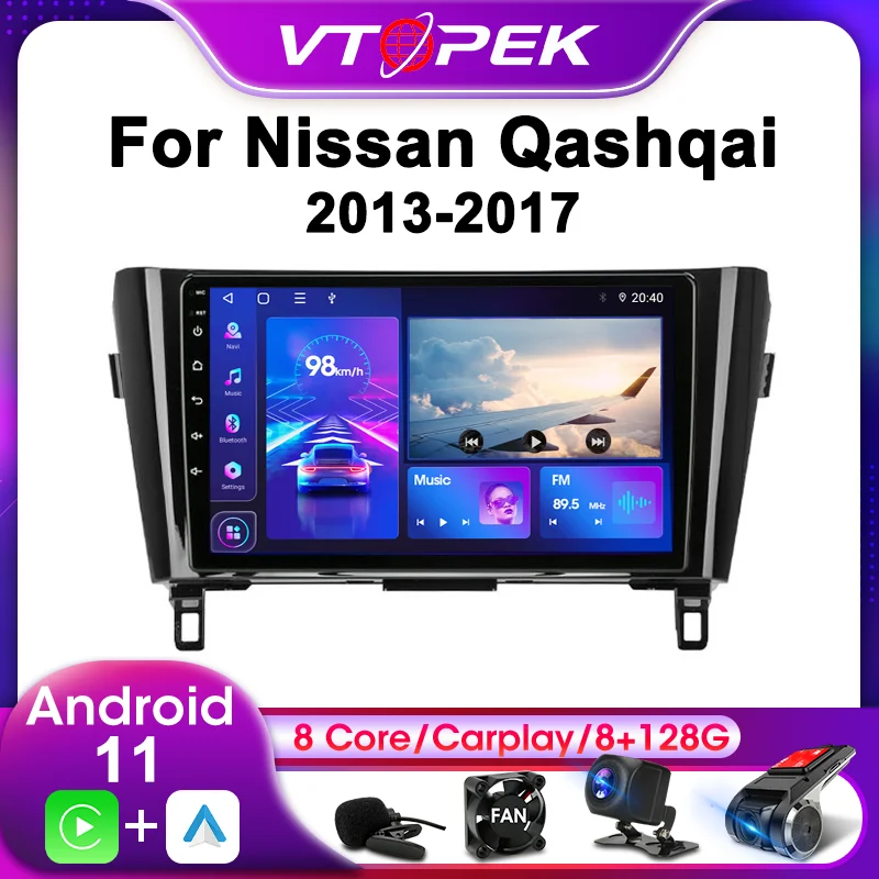 

2Din For Nissan X-Trail XTrail T32 Qashqai J11 T31 J10 2013-2017 Android 11 Car Stereo Radio Multimedia Video Player Navigation