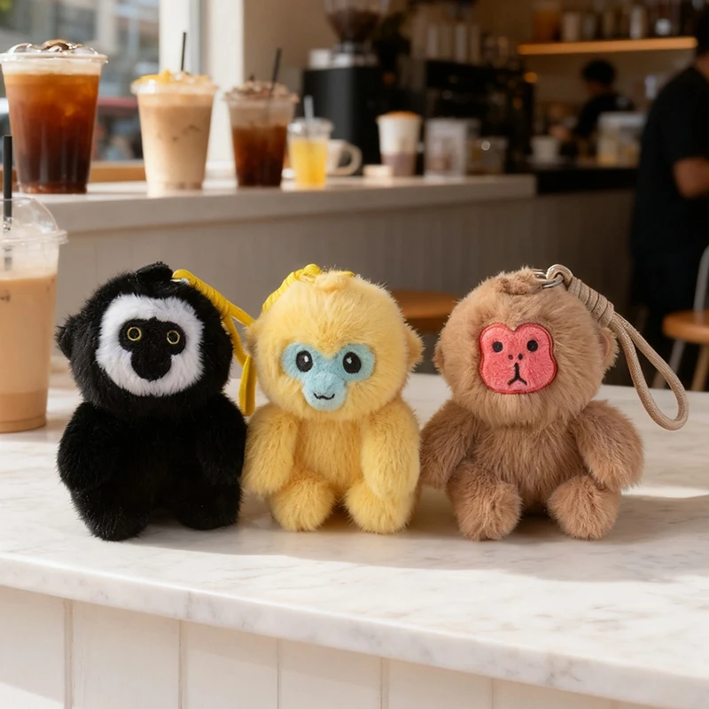 Фото Kawaii обезьяна плюшевые игрушки мини-фигурка обезьяны кулон брелок настольная декомпрессионная игрушка подарки на день рождения №2
