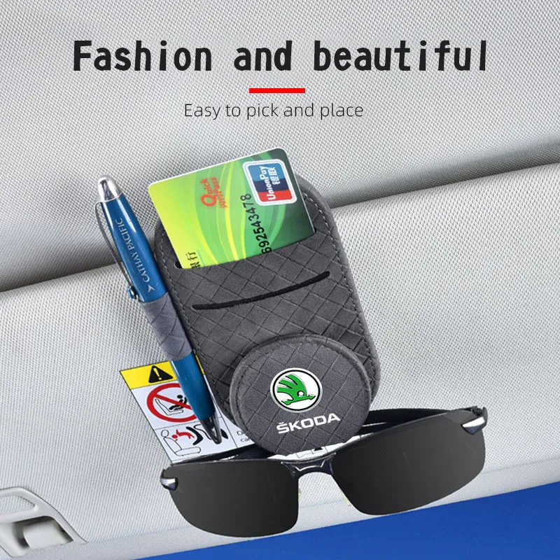 

Car Glasses Organizer Sun Visor Card Holder Storage Accessories For Skoda A4 A6 A7 A5 Rapid Superb Fabia Kamiq Derivati Vrs Mk3