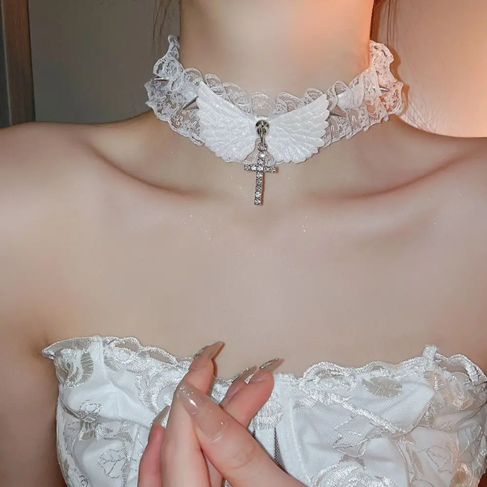 Женское однотонное ожерелье Лолита кружевной чокер с широкими кружевными