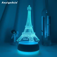 eiffel tower led night light color changing kids bedroom nightlight unique gift for birthday bedroom decor table 3d lamp gifts