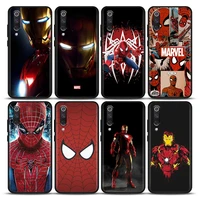 marvel phone case for xiaomi mi 9 9t se 10t 10s mi a2 lite cc9 note 10 pro 5g case soft silicone cover spiderman iron man marvel