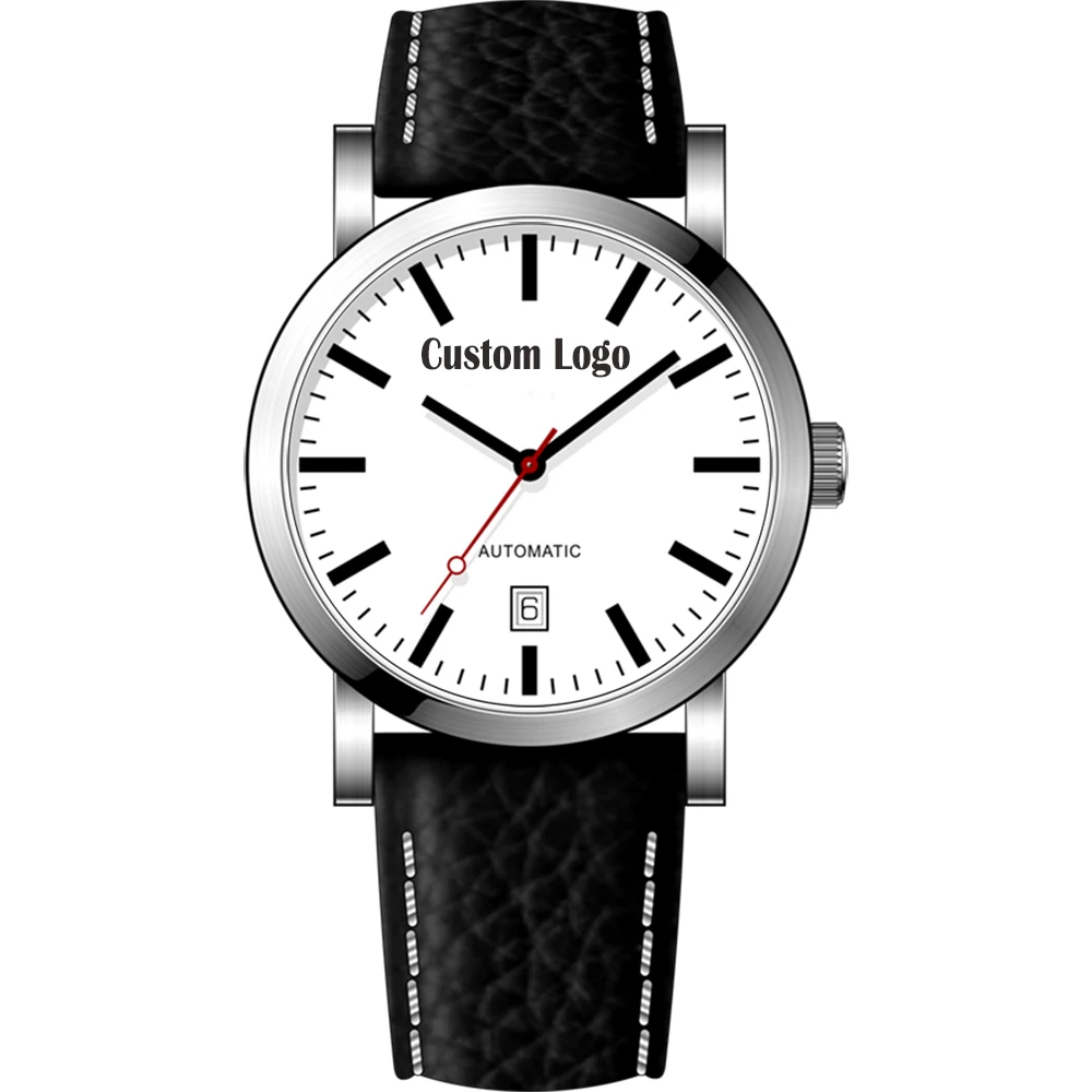 BERNY Customized Automatic Mechanical Watch Design Art Word Logo Dial Railway Clock Personalized Classic Railroad Wristwatch