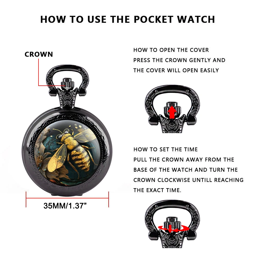 Винтажные карманные часы креативные медовые черные кварцевые часы-цепочка FOB