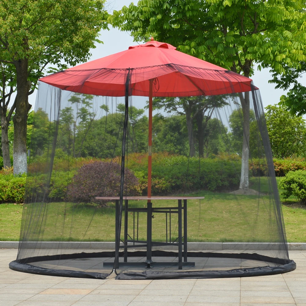 Afternoon Tea Zipper Closure Table Outdoor Umbrella Cover Anti Insect Garden Sun Protection Mesh Patio Mosquito Net Polyester