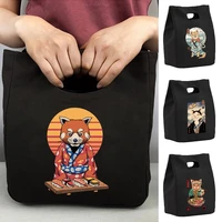 thermal bag insulated lunch bag for women portable eco cooler handbags lunch box ice pack picnic food tote japan cat pattern