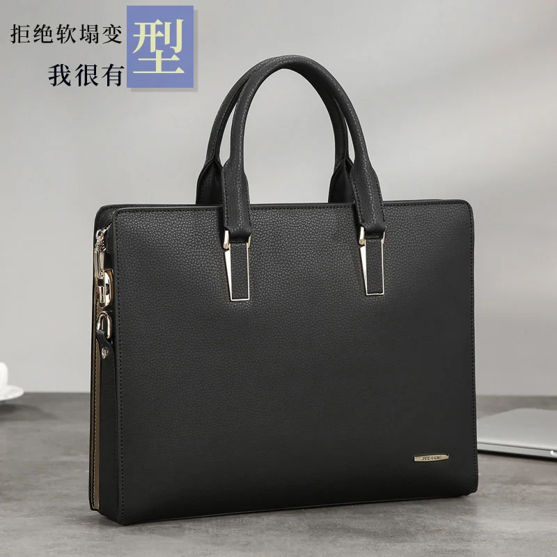 Cowhide Handbag Men's Business Messenger Bag Briefcase Men's Briefcase Men's Bag Handbag Hand Holding Office Bag