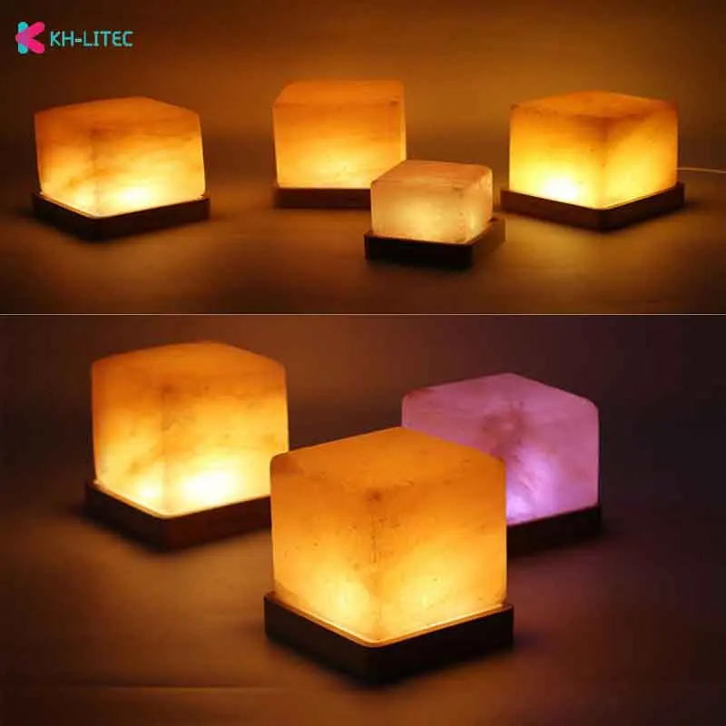 KHLITEC Квадратный USB Гималайский Теплый RGB Соляная Лампа Натуральный Кристалл
