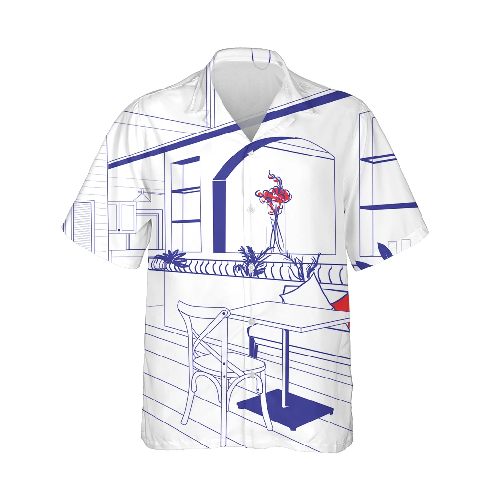 Jumeast Trendy 3d Cartoon Creative Furniture Printed Hawaiian Shirt Men Short Sleeve Casual Shirts Mens Fashion Loose Streetwear