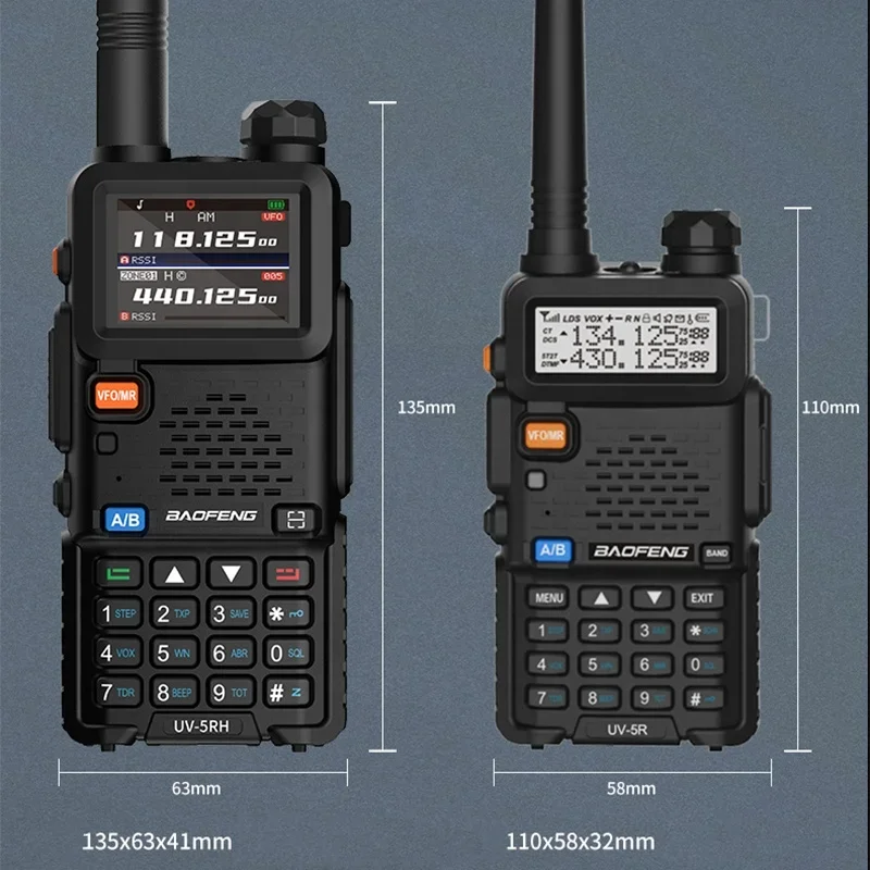 Фото 2500 мАч 136-174/400-520 МГц двухдиапазонная радиостанция Baofeng UV-5RH 999CH 10 Вт двусторонняя рация Type-C №2