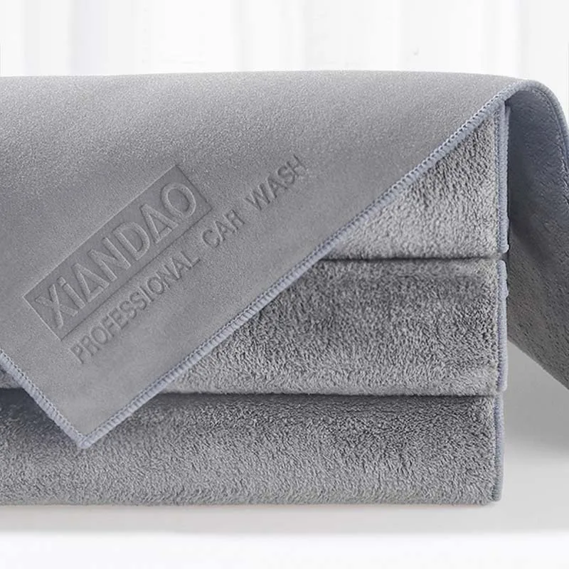 Полотенце из микрофибры для мытья автомобиля замшевое двустороннее впитывающее
