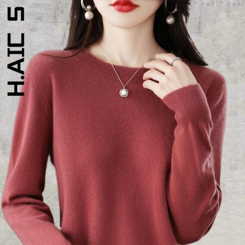 

Женский вязаный свитер H. АИК, кашемировый пуловер с V-образным вырезом, теплый джемпер для осени и зимы, 2023