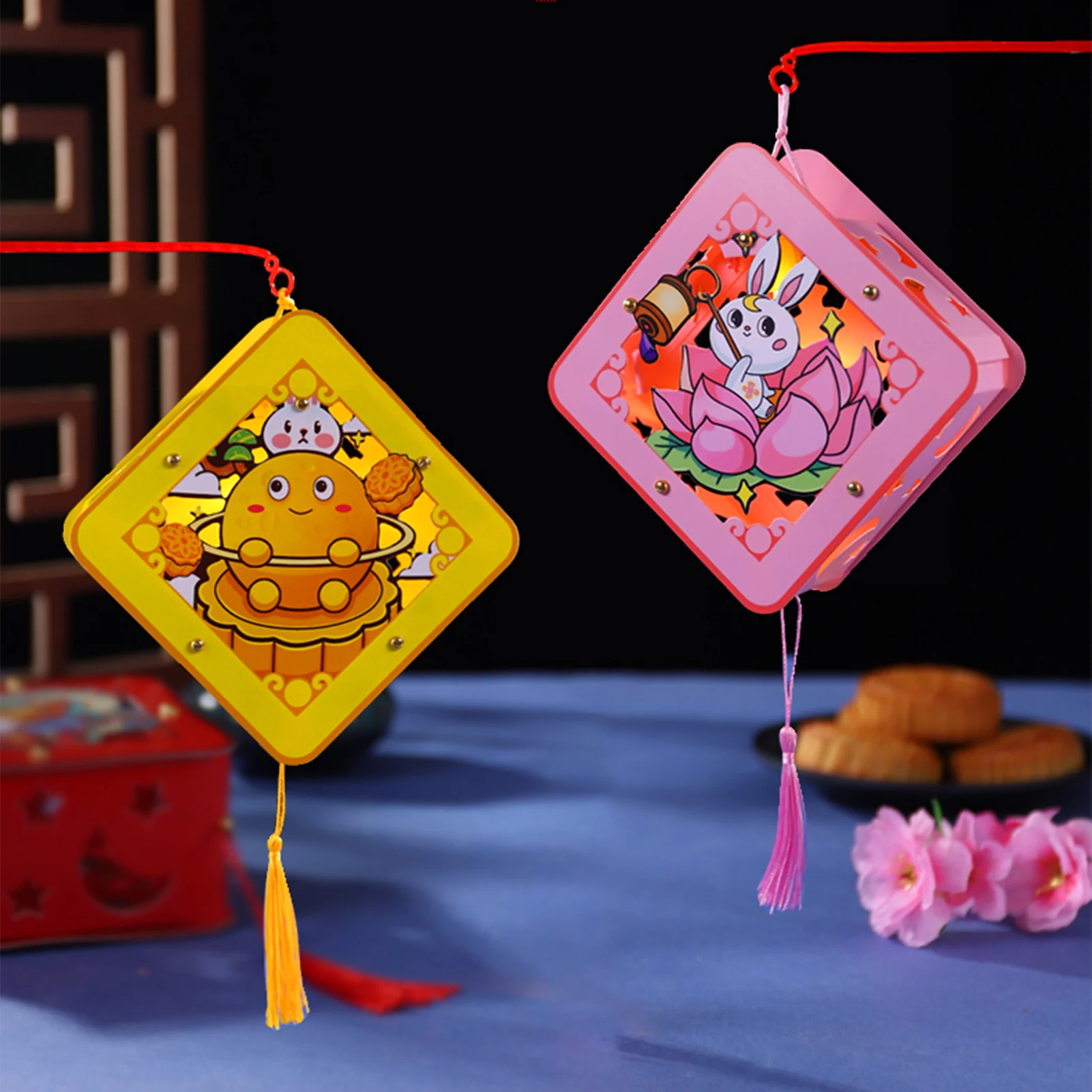 

Mid-Autumn Chinese Style Lantern Retro Chinese Style Printing Lantern for Chinese New Year Spring Festival STTA889