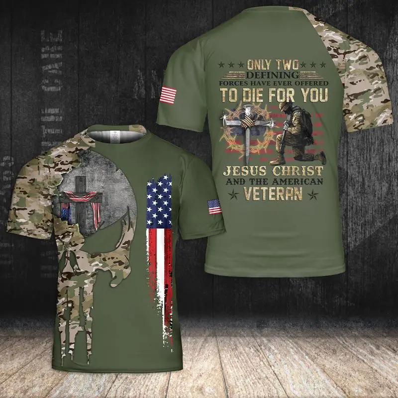 

3D футболка американского ветерана с изображением Иисуса Христа