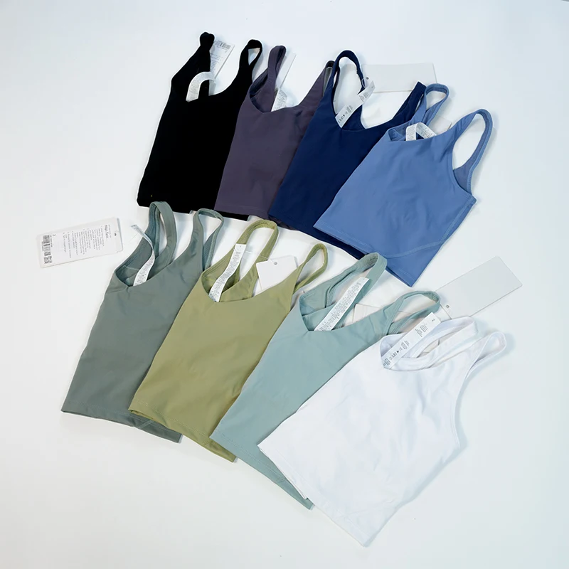 Lulu Workout Align Beauty Back Yoga Bra With Logo Fitness Vest Sports Bra Shockproof Tops Women's Push-ups Gym Women's Underwear