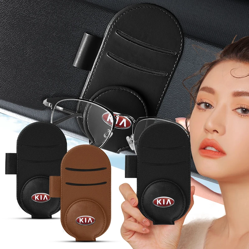 

Car Styling Leather Car Sunglasses Sun Visor Glasses Storage Clip For KIA Cerato Sportage R K2 K3 K5 Sorento Sportage R Rio Soul